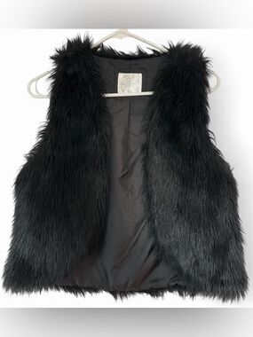 Justice Black Faux Fur Sleeveless Vest